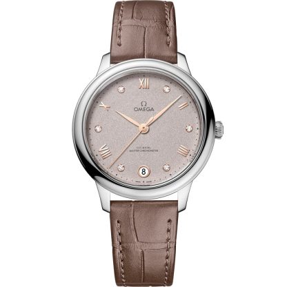 Omega De Ville Prestige 34 mm, steel on leather strap 434.13.34.20.52.002