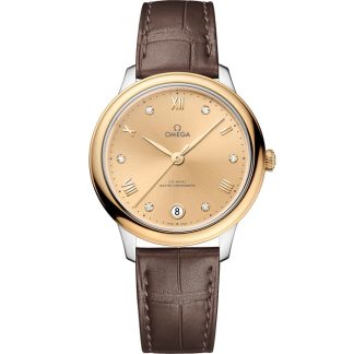 Omega De Ville Prestige 34 mm, steel - yellow gold on leather strap 434.23.34.20.58.001