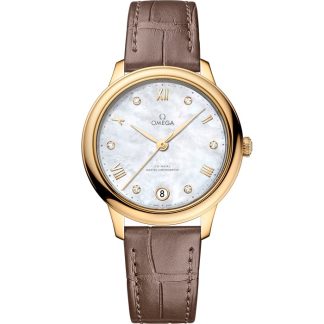 Omega De Ville Prestige 34 mm, yellow gold on leather strap 434.53.34.20.55.002