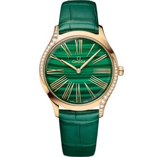 Omega De Ville Trésor 36 mm, Moonshine™ gold on leather strap 428.58.36.60.99.001