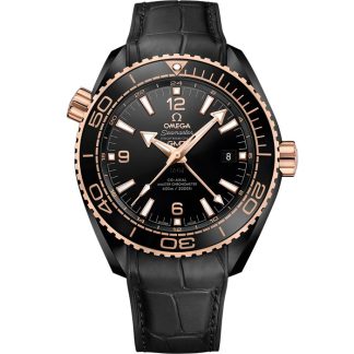 Omega Deep Black Seamaster Planet Ocean 600M 45.5 mm, black ceramic on leather strap with rubber lining 215.63.46.22.01.001