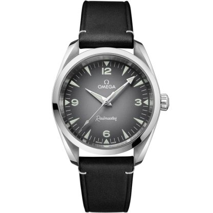 Omega New Seamaster Railmaster 38 mm, steel on leather strap 235.12.38.20.06.001