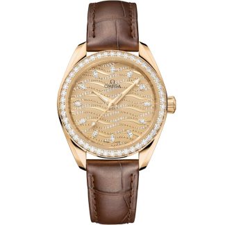 Omega Seamaster Aqua Terra 150M 34 mm, Moonshine™ gold on alligator 220.58.34.20.99.008
