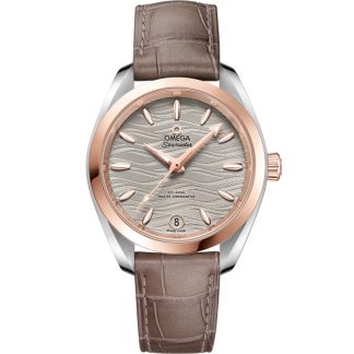 Omega Seamaster Aqua Terra 150M 34 mm, steel - Sedna™ gold on leather strap 220.23.34.20.06.001