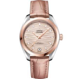 Omega Seamaster Aqua Terra 150M 34 mm, steel - Sedna™ gold on leather strap 220.23.34.20.59.001