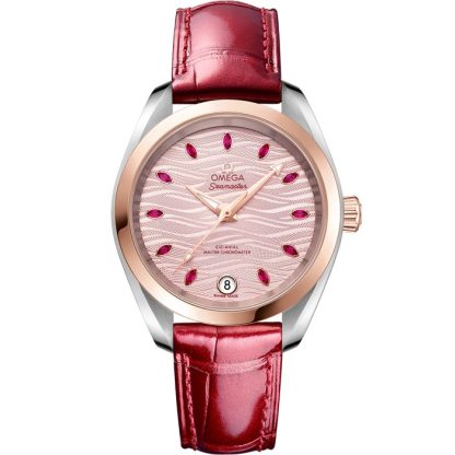 Omega Seamaster Aqua Terra 150M 34 mm, steel - Sedna™ gold on leather strap 220.23.34.20.60.001