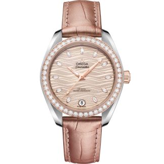 Omega Seamaster Aqua Terra 150M 34 mm, steel - Sedna™ gold on leather strap 220.28.34.20.59.001