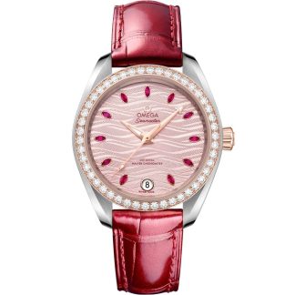 Omega Seamaster Aqua Terra 150M 34 mm, steel - Sedna™ gold on leather strap 220.28.34.20.60.001