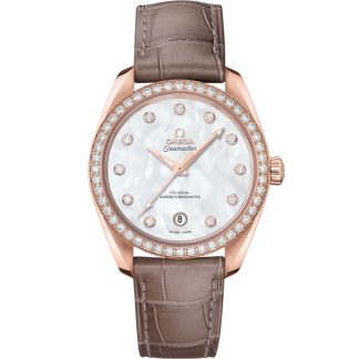 Omega Seamaster Aqua Terra 150M 38 mm, Sedna™ gold on leather strap 220.58.38.20.55.001