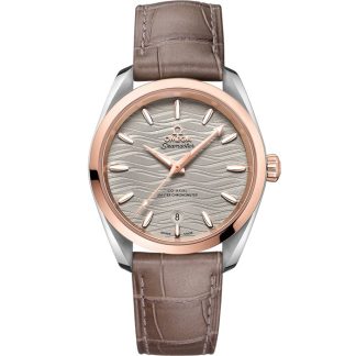 Omega Seamaster Aqua Terra 150M 38 mm, steel - Sedna™ gold on leather strap 220.23.38.20.06.001
