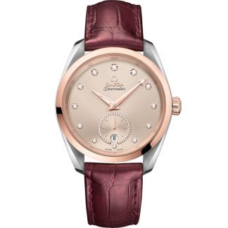 Omega Seamaster Aqua Terra 150M 38 mm, steel - Sedna™ gold on leather strap 220.23.38.20.59.001