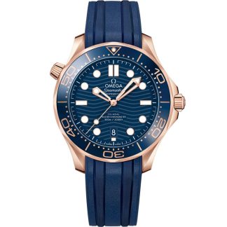 Omega Seamaster Diver 300M 42 mm, Sedna™ gold on rubber strap 210.62.42.20.03.001
