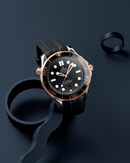 Omega Seamaster Diver 300M 42 mm, steel - Sedna™ gold on rubber strap 210.22.42.20.01.002 - Image 4