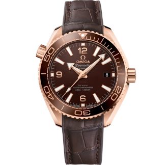 Omega Seamaster Planet Ocean 600M 39.5 mm, Sedna™ gold on leather strap with rubber lining 215.63.40.20.13.001