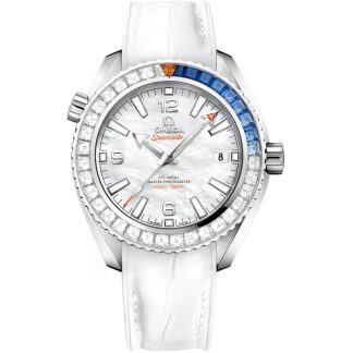 Omega Seamaster Planet Ocean 600M 39.5 mm, white gold on leather strap with rubber lining 215.58.40.20.05.001