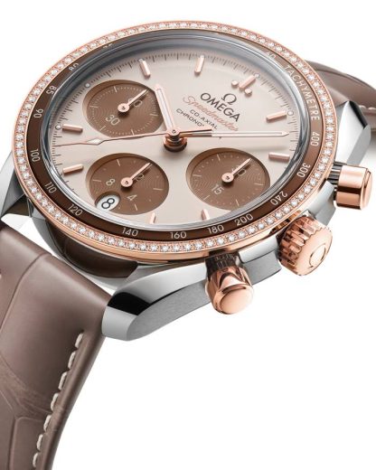 Omega Speedmaster 38 38 mm, steel - Sedna™ gold on leather strap 324.28.38.50.02.002 - Image 3