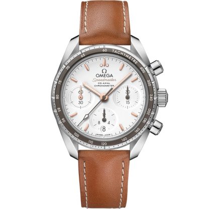 Omega Speedmaster 38 38 mm, steel on leather strap 324.32.38.50.02.001