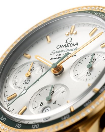 Omega Speedmaster 38 38 mm, yellow gold on leather strap 324.68.38.50.02.004 - Image 3