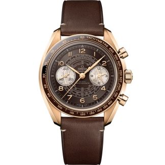 Omega Speedmaster Chronoscope 43 mm, Bronze gold on leather strap 329.92.43.51.10.001