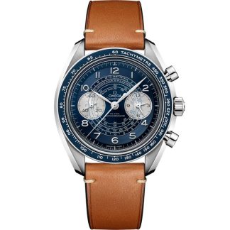 Omega Speedmaster Chronoscope 43 mm, steel on leather strap 329.32.43.51.03.001