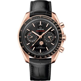 Omega Speedmaster Moonphase 44.25 mm, Sedna™ gold on leather strap 304.63.44.52.01.001
