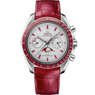 Omega Speedmaster Moonphase 44.25 mm, platinum on leather strap 304.93.44.52.99.002