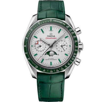 Omega Speedmaster Moonphase 44.25 mm, platinum on leather strap 304.93.44.52.99.003
