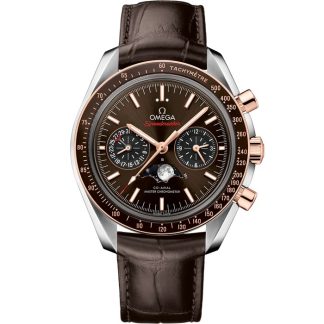 Omega Speedmaster Moonphase 44.25 mm, steel - Sedna™ gold on leather strap 304.23.44.52.13.001