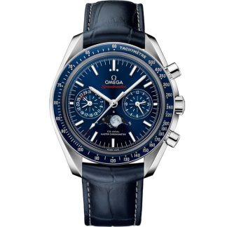Omega Speedmaster Moonphase 44.25 mm, steel on leather strap 304.33.44.52.03.001