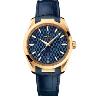 Omega Tokyo 2020 Seamaster Aqua Terra 150M 38 mm, yellow gold on leather strap 522.53.38.20.03.001